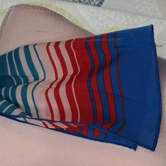 JONATHAN LOGAN Vintage Stripe SCARF Coastal Grandma Color Block Hair Tie - Picture 5 of 11